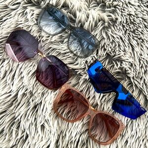 Quay Australia Blue Pink Sunglasses Fashionable Accessories Bundle of 4